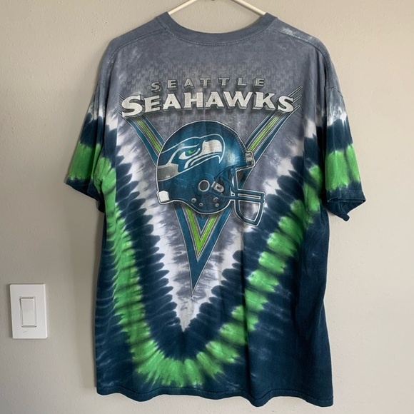 VTG Majestic Shirt Men XL Tie Dye Seattle Seahawks All Over Print Y2K Distressed - Picture 1 of 10